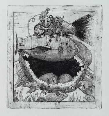 Print of Surrealism Boat Printmaking by Michał Krawiec