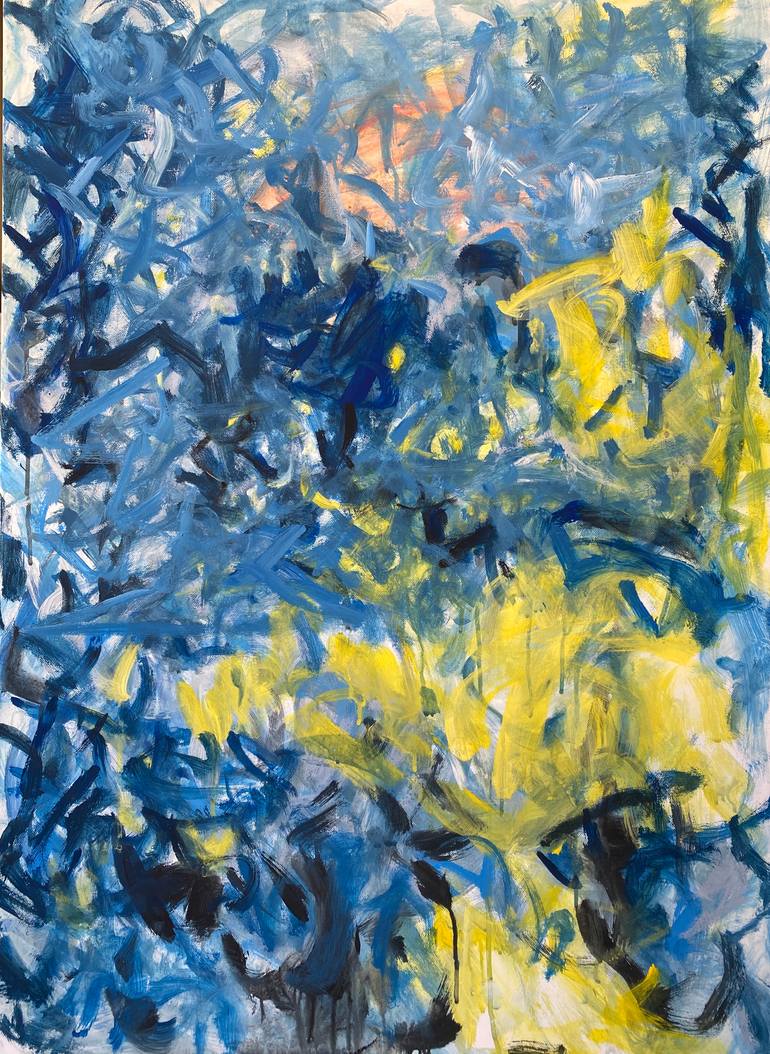 Original Abstract Painting by Palomah A | Abstract Expressionism Art on Canvas | Song of the wisteria at sunset