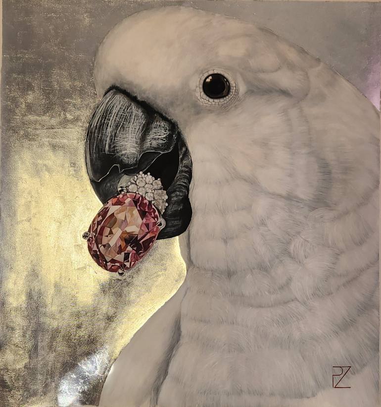 Original Animal Painting by Atanas Rujev | Art Deco Art on Canvas | Stole my rose diamond