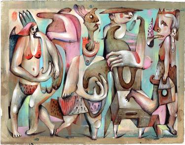 Original Cubism People Paintings by Valentina Brostean