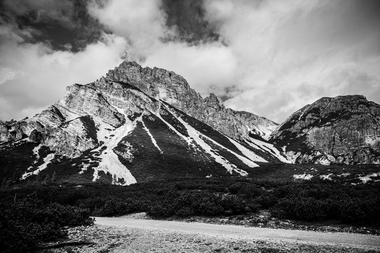 Original Landscape Photography by Alessandro Giacobazzi | Black & White Art on Paper | Peak on a Cloudy Day