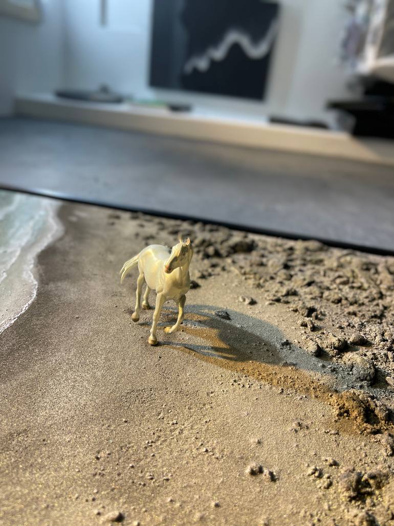 Original Abstract Horse Mixed Media by Defne Kehya