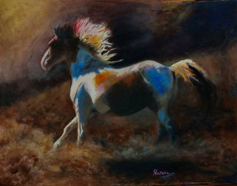 Original Horse Painting by Natela Khapava | Realism Art on Paper | Spirit of the Little Paint