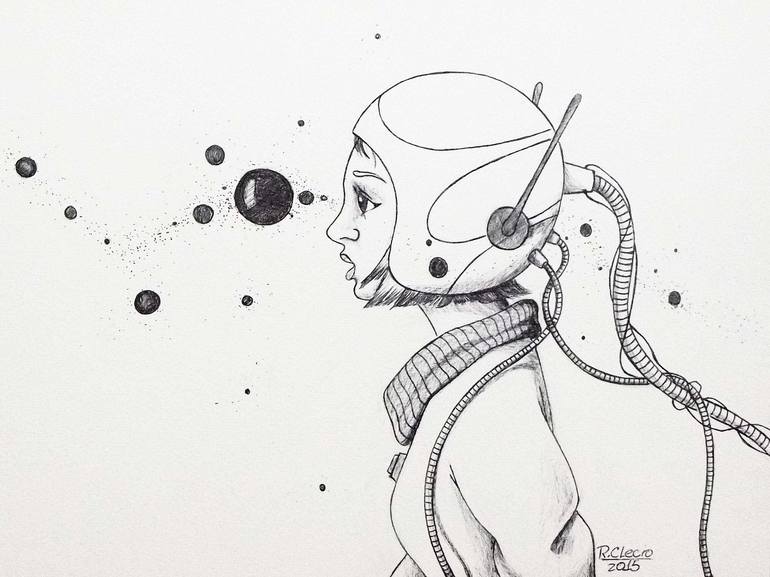 girl astronaut drawing