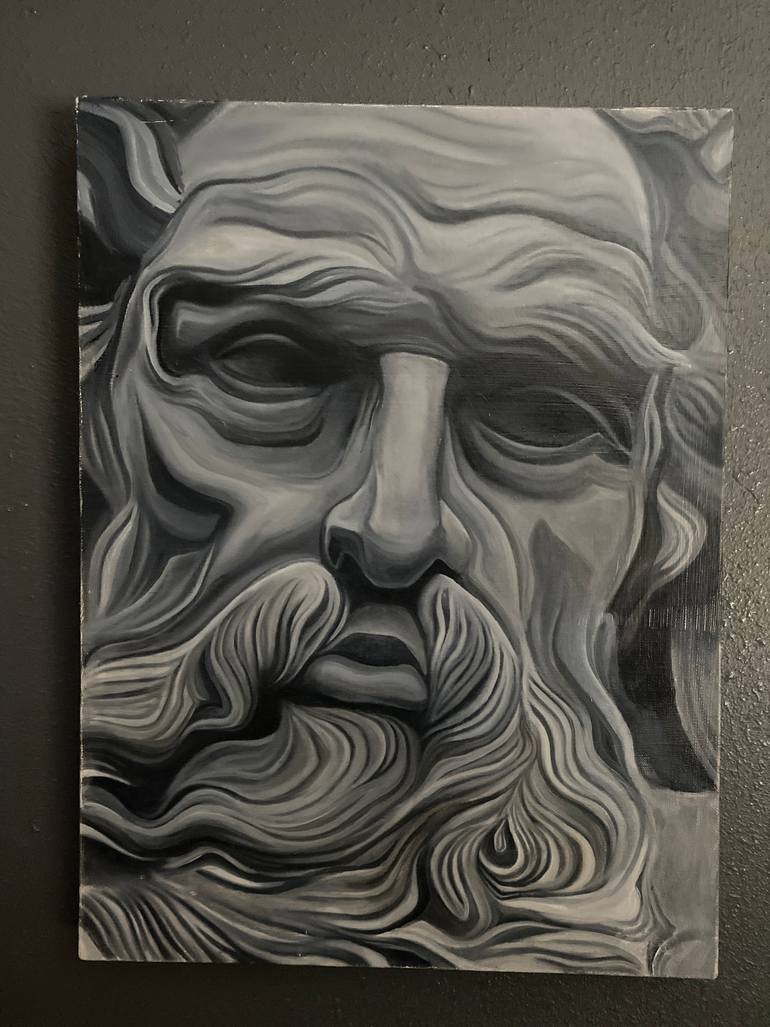 Original Famous Painting by Jason Pacheco  Black  White Art on Canvas  Carved by silence