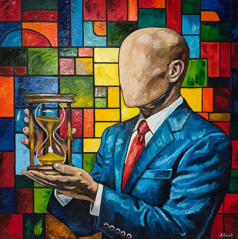 Original Time Painting by M Arcos  Contemporary Art on Canvas  The Weight of Time