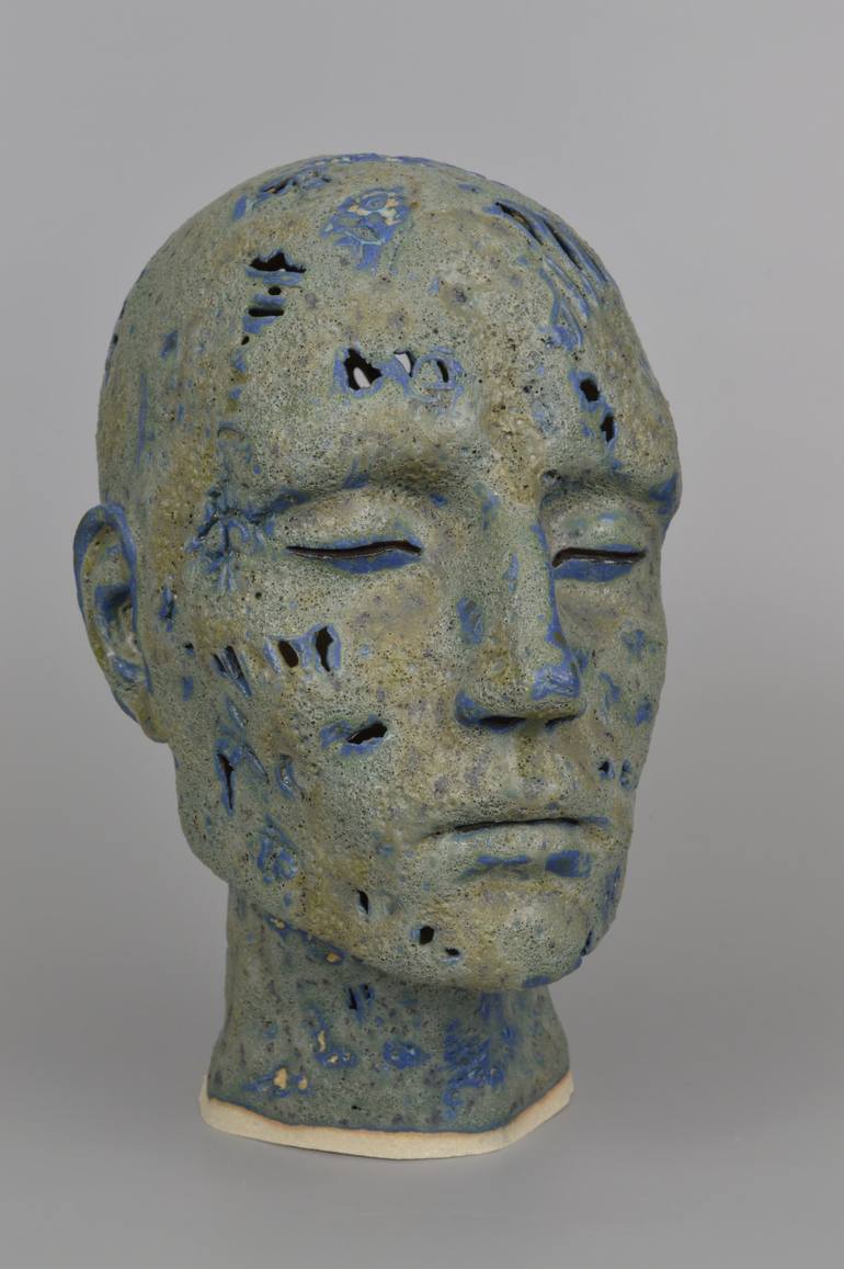 Male Head - Blue - Print
