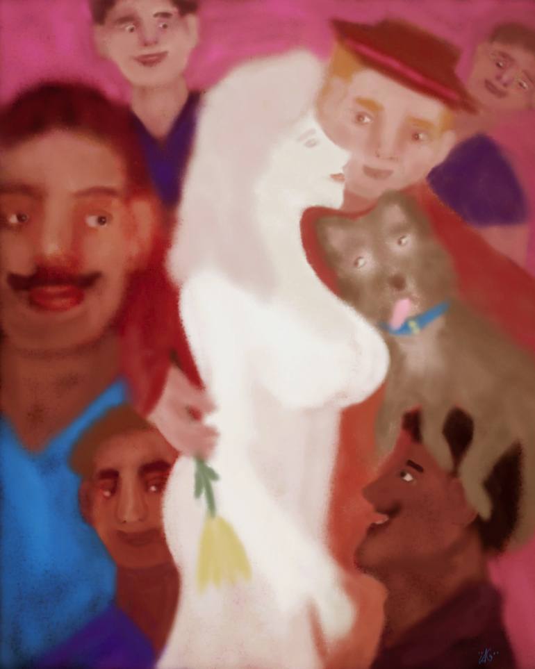 Original Love Mixed Media by Agnes Gomori | Figurative Art on Fine Art Paper | The Woman in Your Dream