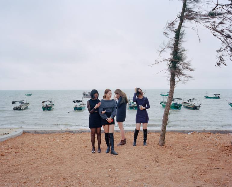 Original Beach Photography by Liang Chen | Documentary Art on Paper | The girl returning home(Where is My Hometown)