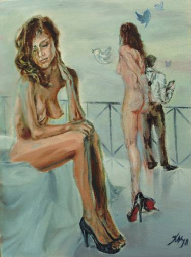 Print of Surrealism Erotic Paintings by Xris Katoutsos