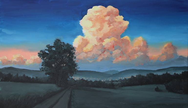 Original Landscape Painting by Klemens Woehrer | Contemporary Art on Canvas | The Long Way Through Evening