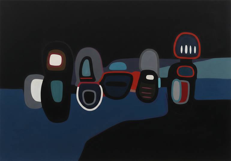 Original Abstract Digital by Patrick Mizzi | Abstract Expressionism Art on Wood | Night Council on the Water