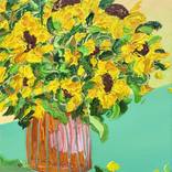 Sunflowers with Red-Orange Vase by Jon Parlangeli