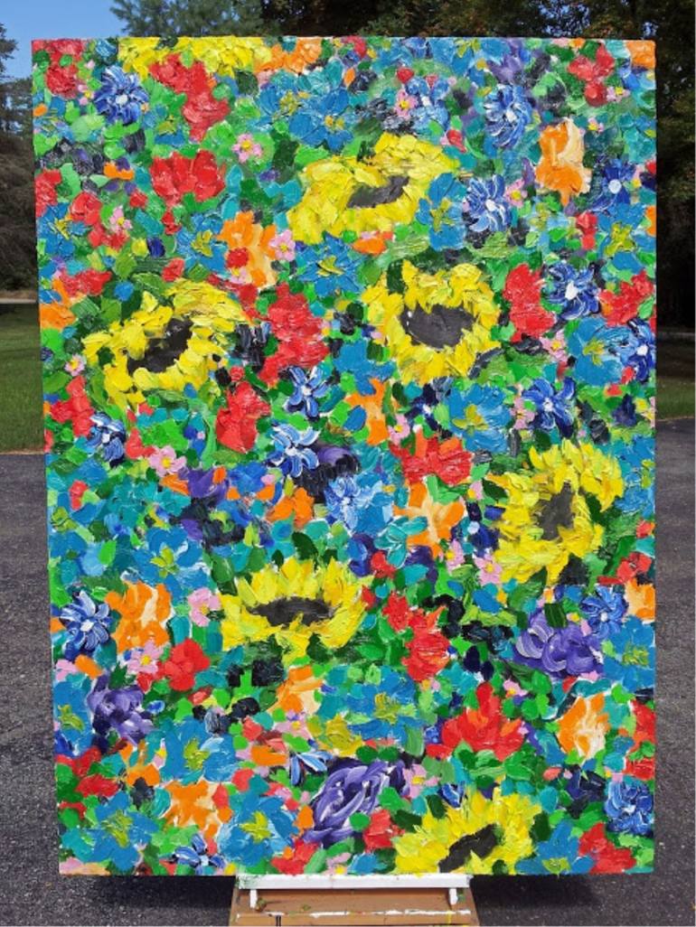 Original Abstract Expressionism Floral Painting by Jon Parlangeli