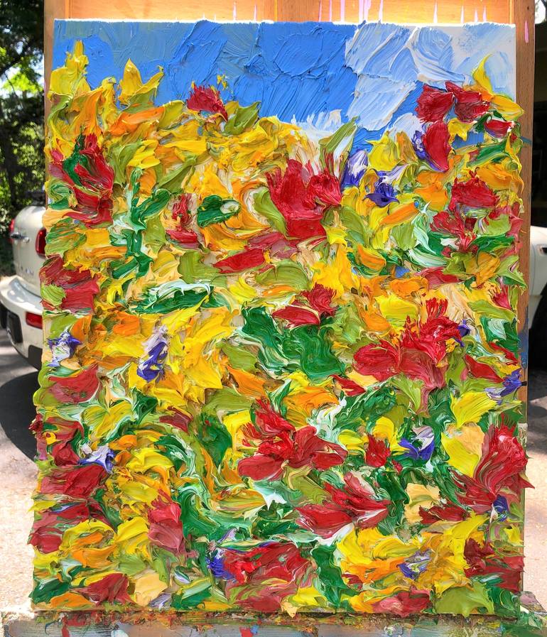 Original Abstract Expressionism Floral Painting by Jon Parlangeli