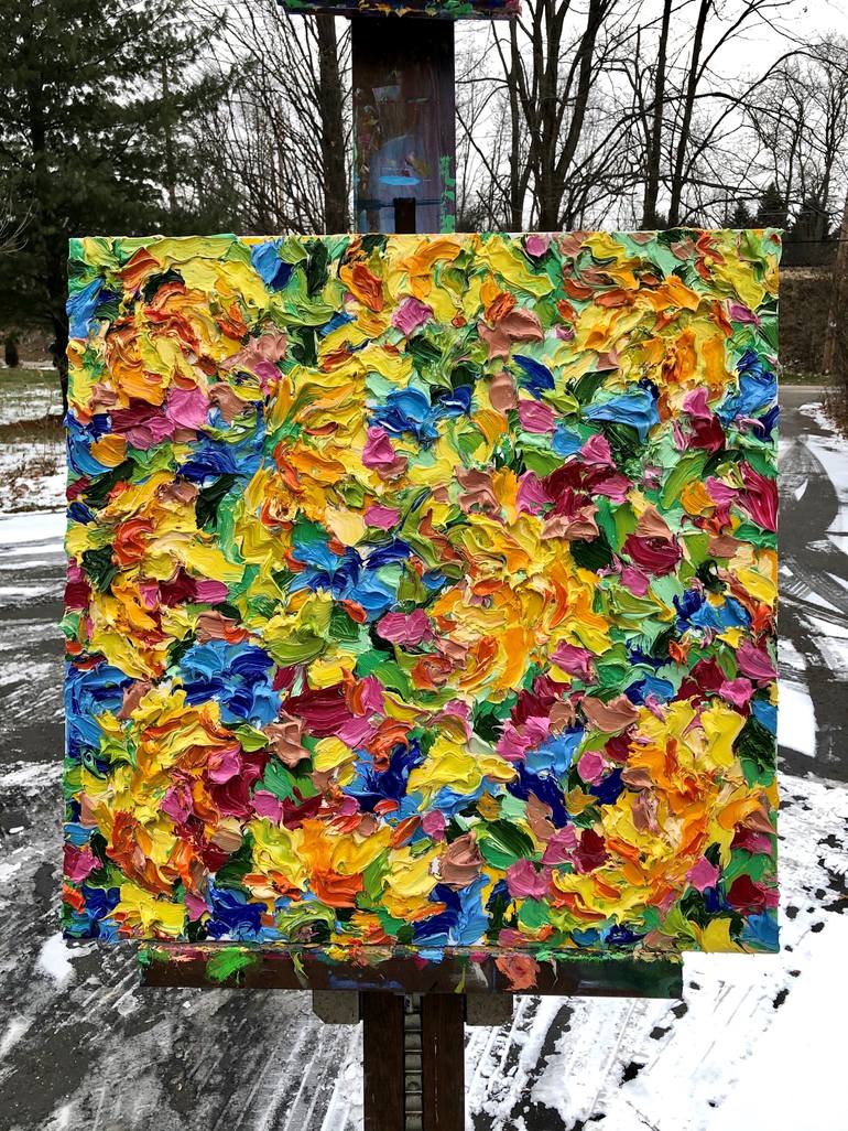 Original Abstract Expressionism Floral Painting by Jon Parlangeli