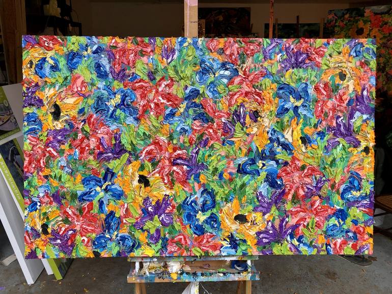 Original Abstract Expressionism Floral Painting by Jon Parlangeli