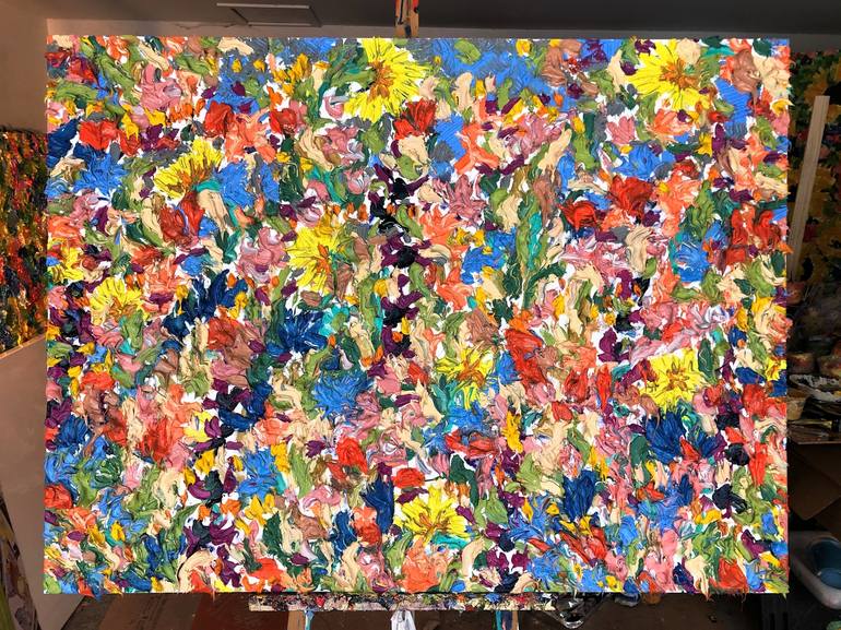 Original Abstract Expressionism Garden Painting by Jon Parlangeli