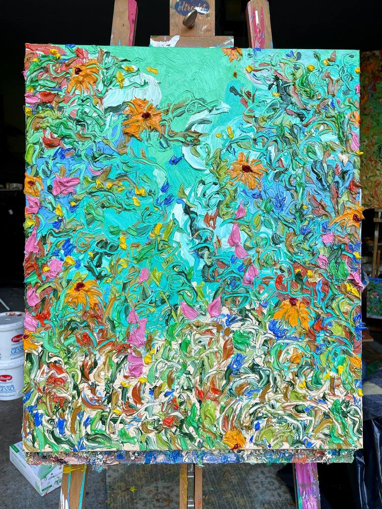 Original Abstract Expressionism Floral Painting by Jon Parlangeli