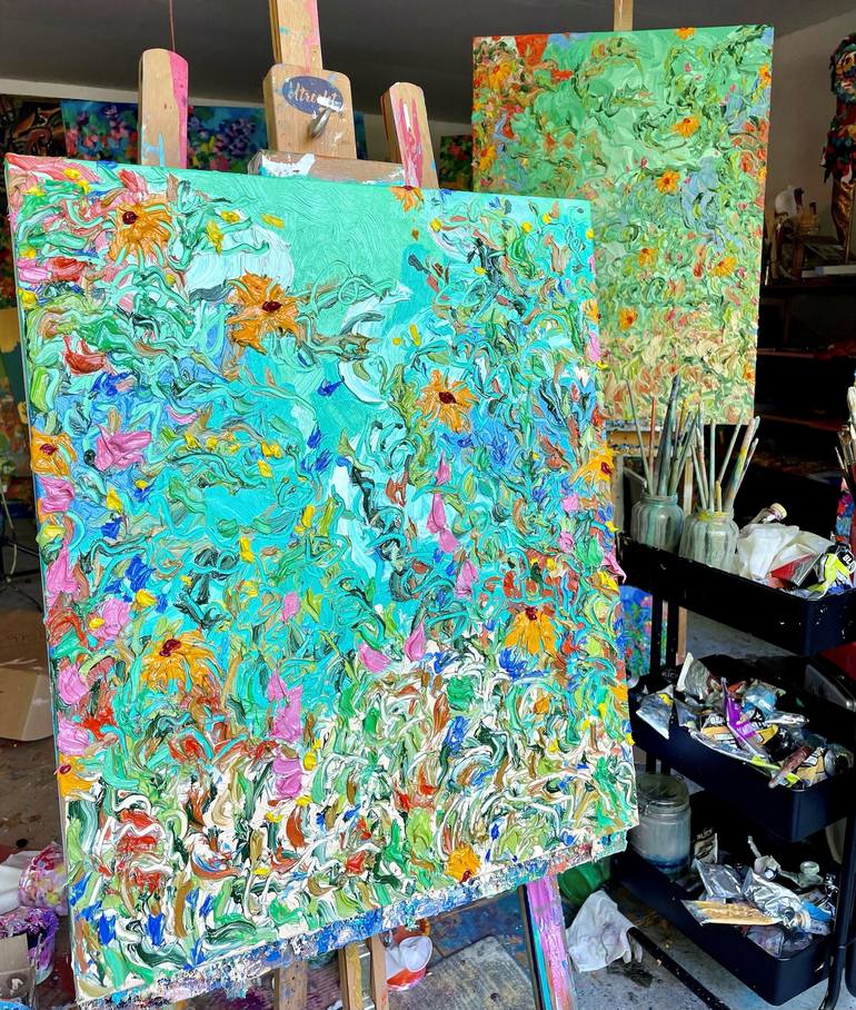 Original Abstract Expressionism Floral Painting by Jon Parlangeli