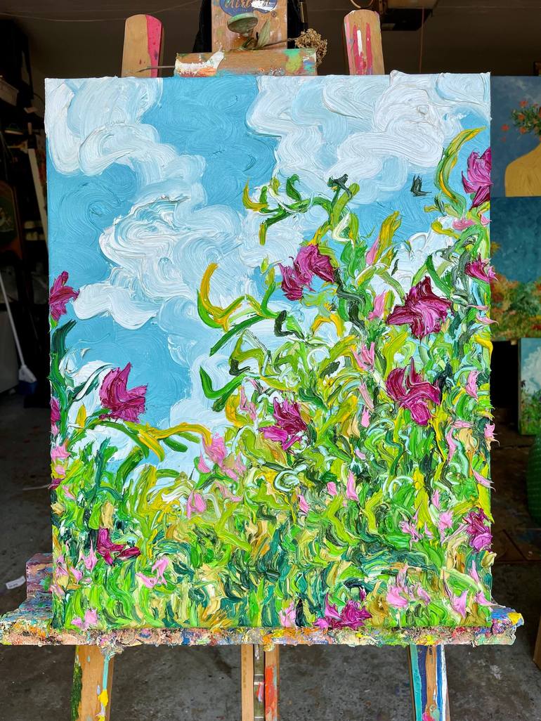 Original Expressionism Garden Painting by Jon Parlangeli