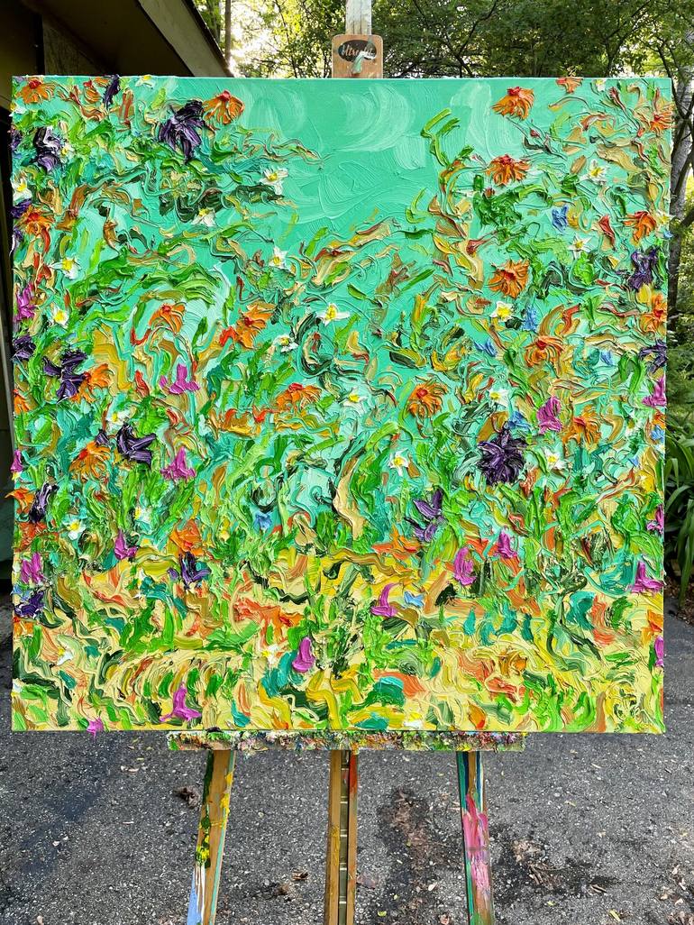 Original Expressionism Garden Painting by Jon Parlangeli