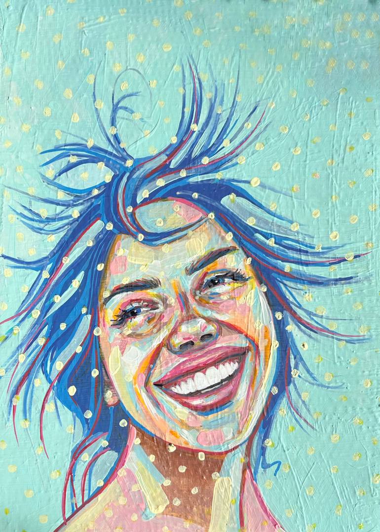 Original Women Painting by Julia Brinkfrau | Contemporary Art on Corrugated Cardboard | Joy Beyond the Ordinary- Expressionist Portrait