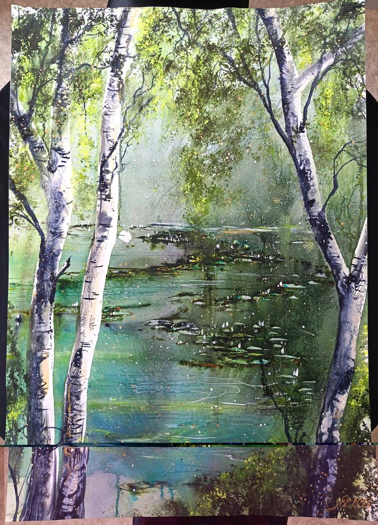 Original Expressionism Water Painting by Ann-Sofie Eriksson
