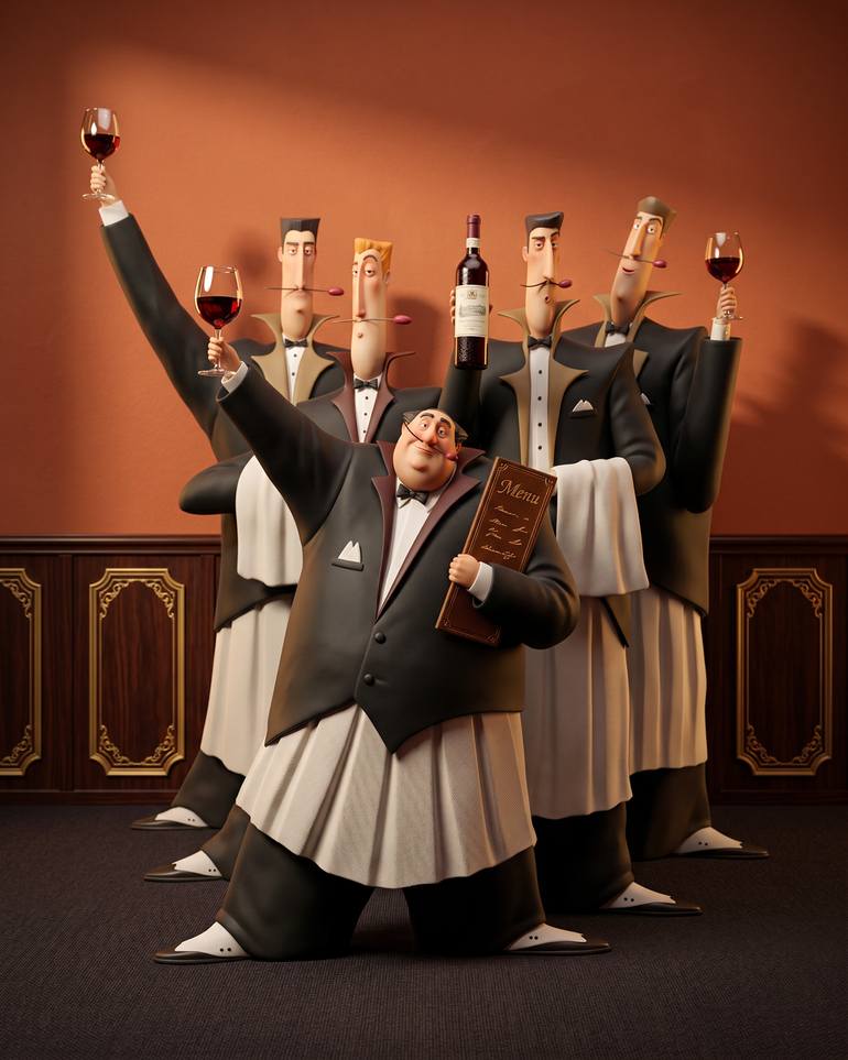 Original People Painting by Articular Art Studio | Figurative Art on Canvas | A Toast to Hospitality