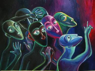 Original Expressionism People Painting by Marina Novikova