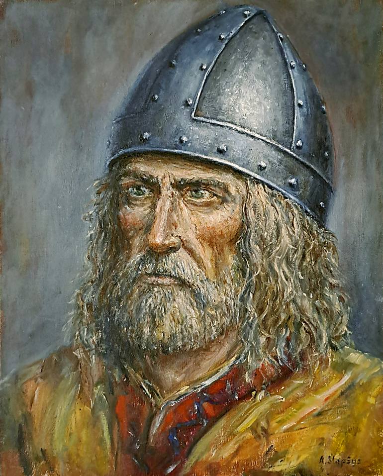 Original Famous Painting by Arturas Slapsys  Portraiture Art on Canvas  Leif Erikson