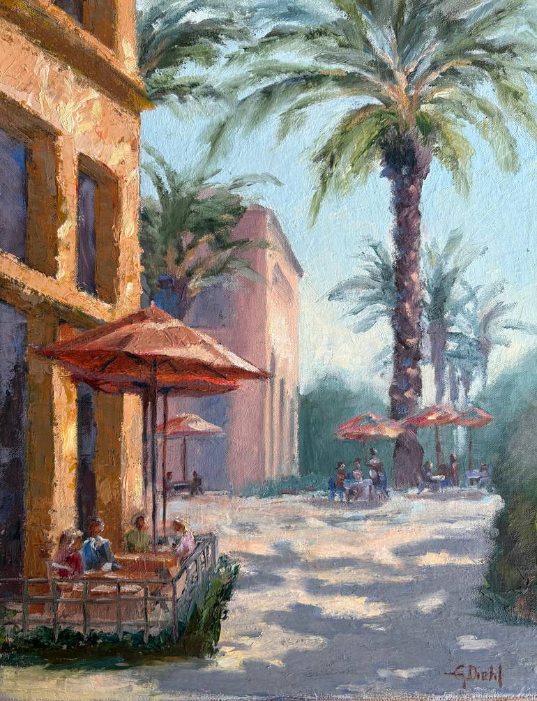 Original Landscape Painting by Grace Diehl | Impressionism Art on Canvas | The Village Cafe