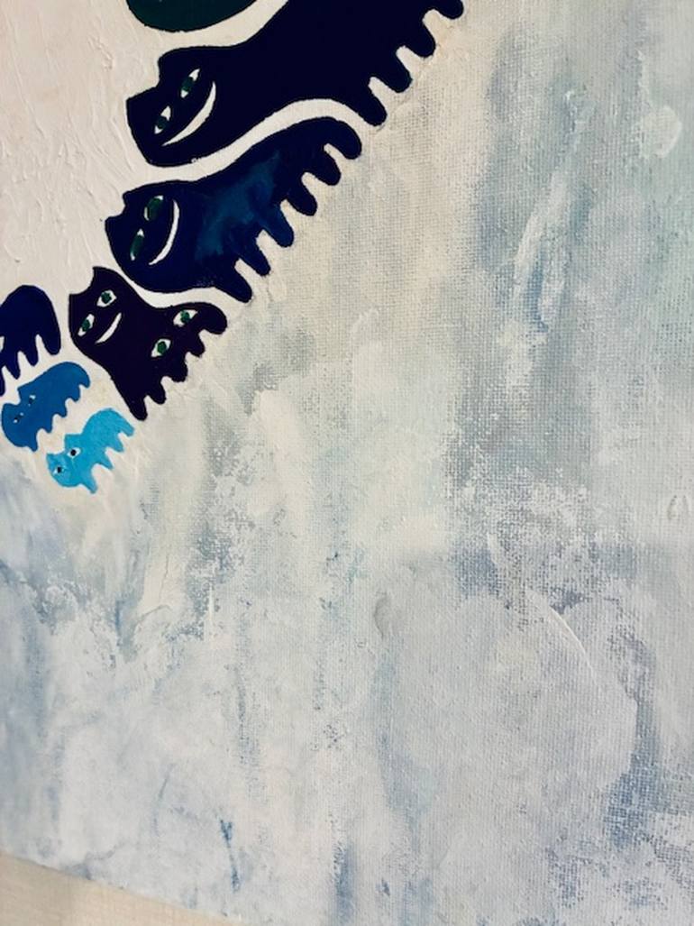 Original Abstract Cats Painting by Hemneko -