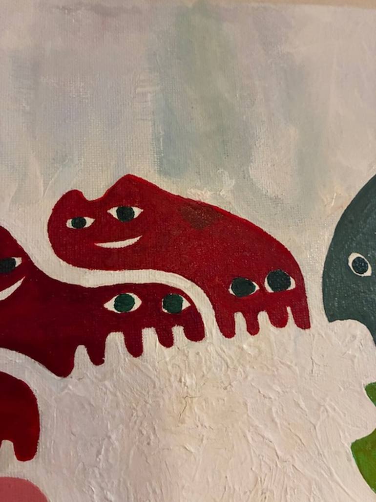 Original Abstract Cats Painting by Hemneko -