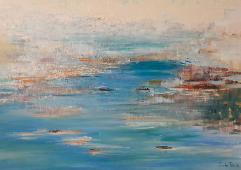 Original Abstract Painting by Pavla Parik | Abstract Art on Canvas | WHERE THE WATER MAKES TIME STAND STILL