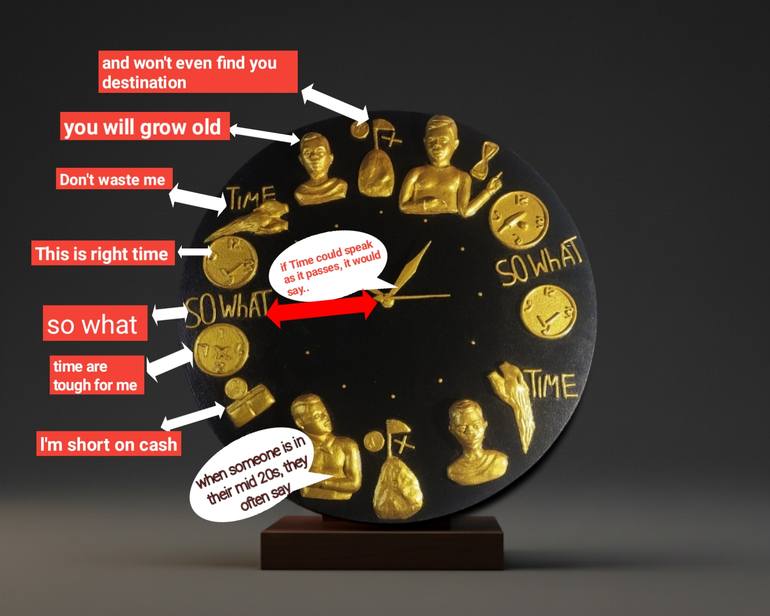 Original Figurative Time Sculpture by Bipin Kumar