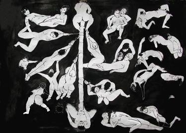 Original Expressionism Erotic Drawings by Florence Lucas