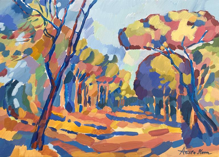Original Landscape Mixed Media by Ariela Stem | Impressionism Art on Canvas | The Old Manor Drive