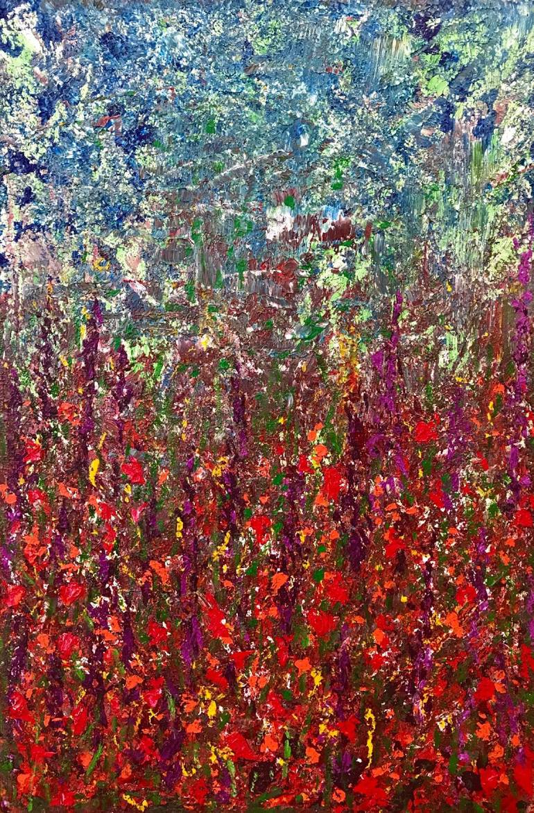 Original Floral Painting by Lonell Nellessen | Abstract Art on Canvas | Field of Flowers