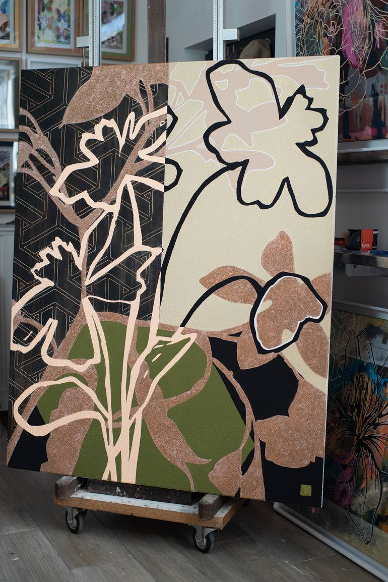 Original Abstract Floral Painting by Thierry Legrand