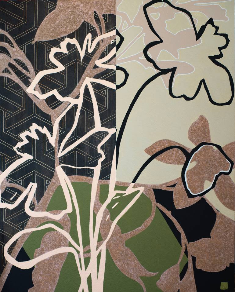 Original Abstract Floral Painting by Thierry Legrand
