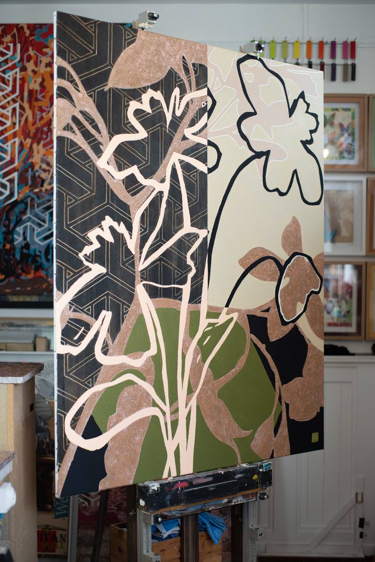 Original Abstract Floral Painting by Thierry Legrand