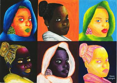Original Portraiture World Culture Paintings by Monica Olukayode