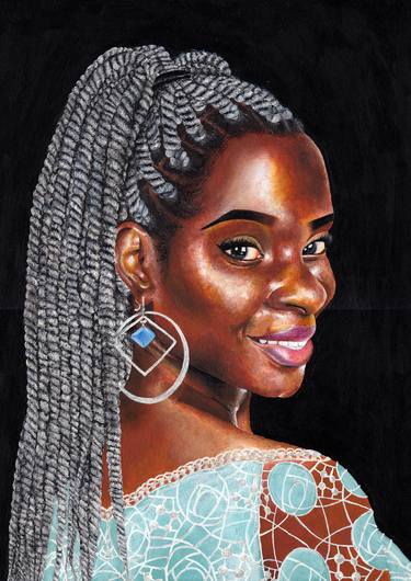 Original Fine Art Portrait Paintings by Monica Olukayode