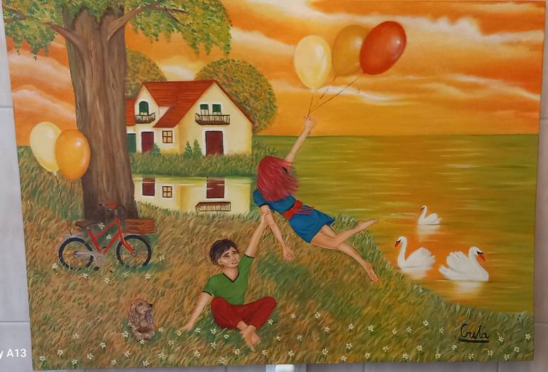 Original Love Painting by Crita C | Contemporary Art on Other | Where the water reflects the sky