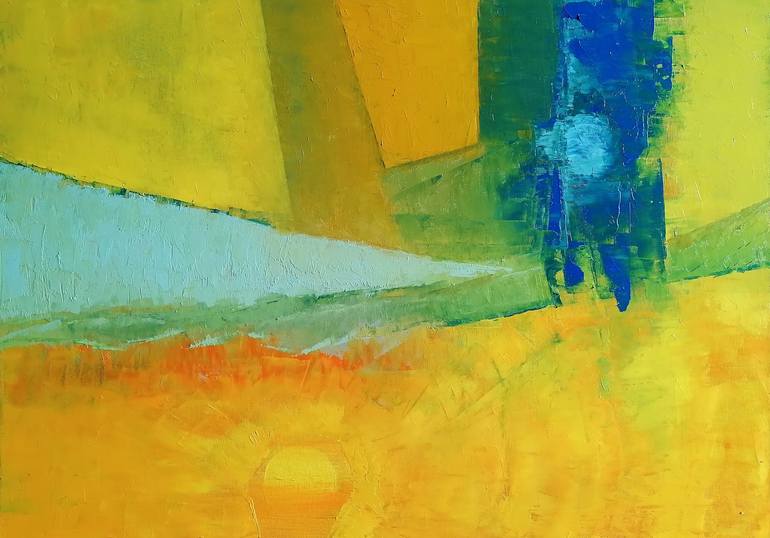 Original Abstract Painting by Dan Zyzniewski | Abstract Art on Canvas | The Yellow and Blue Study or Sunset and Moonrice