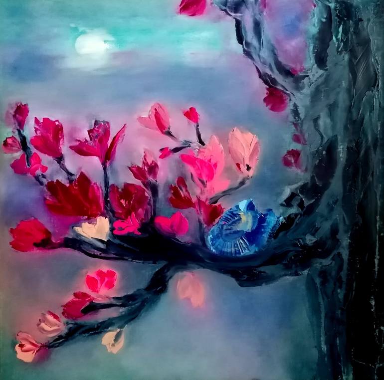 Original Nature Painting by Dan Zyzniewski | Abstract Art on Linen | Talking to The Moon