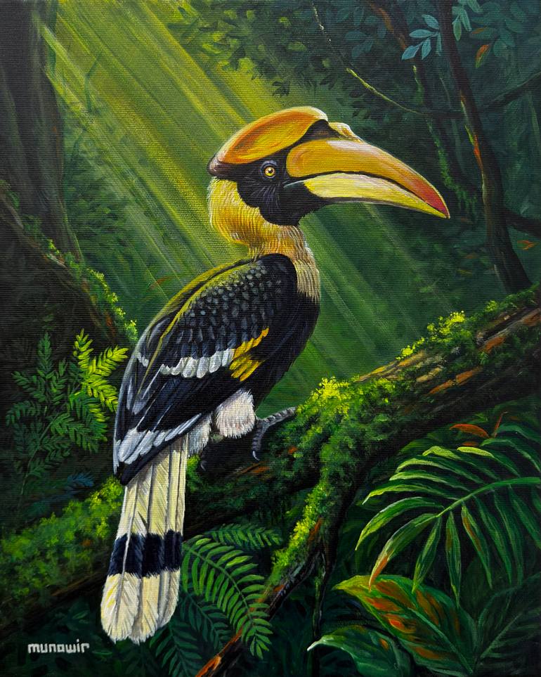 Original Wildlife Painting by Munawir Asari | Realism Art on Canvas | Guardian of the Golden Light