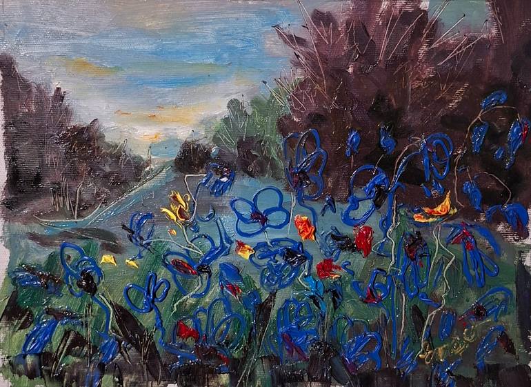 Original Botanic Painting by Yengo Yengoyan | Abstract Art on Canvas | Whispers of the sunset