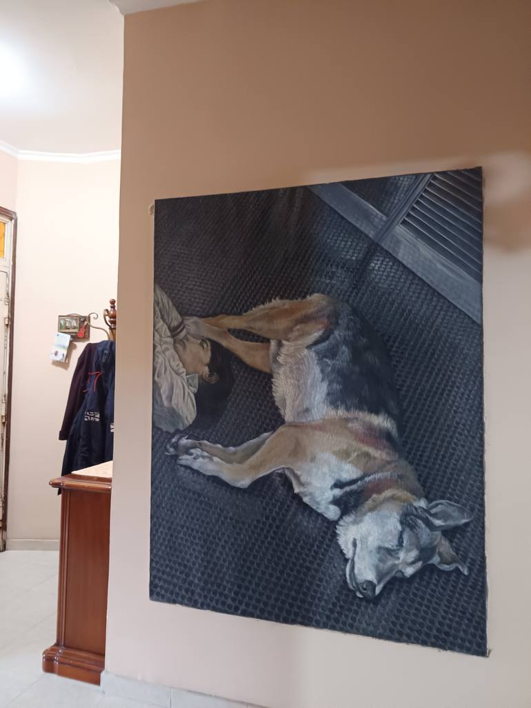 Original Realism Dogs Painting by Antonio Mele